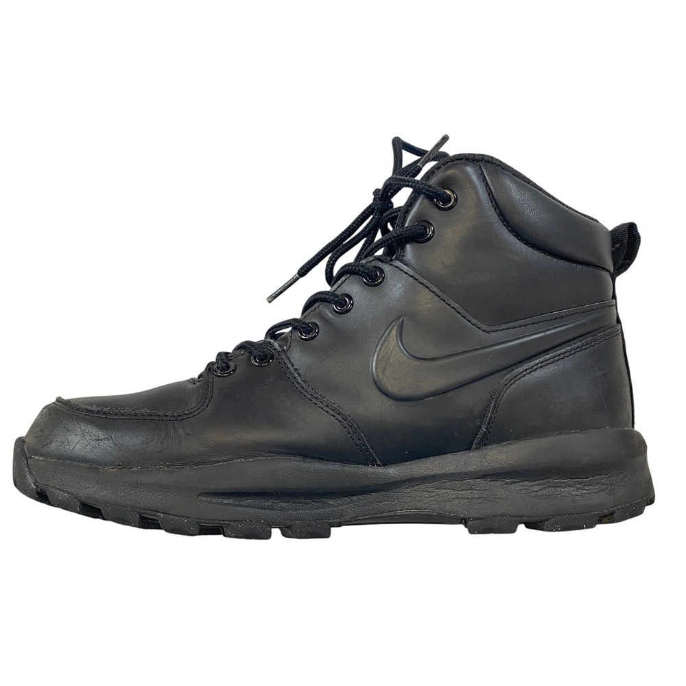 Nike Manoa Leather Boots Triple Black High Top Hiking Shoes 454350-003 Mens 9
